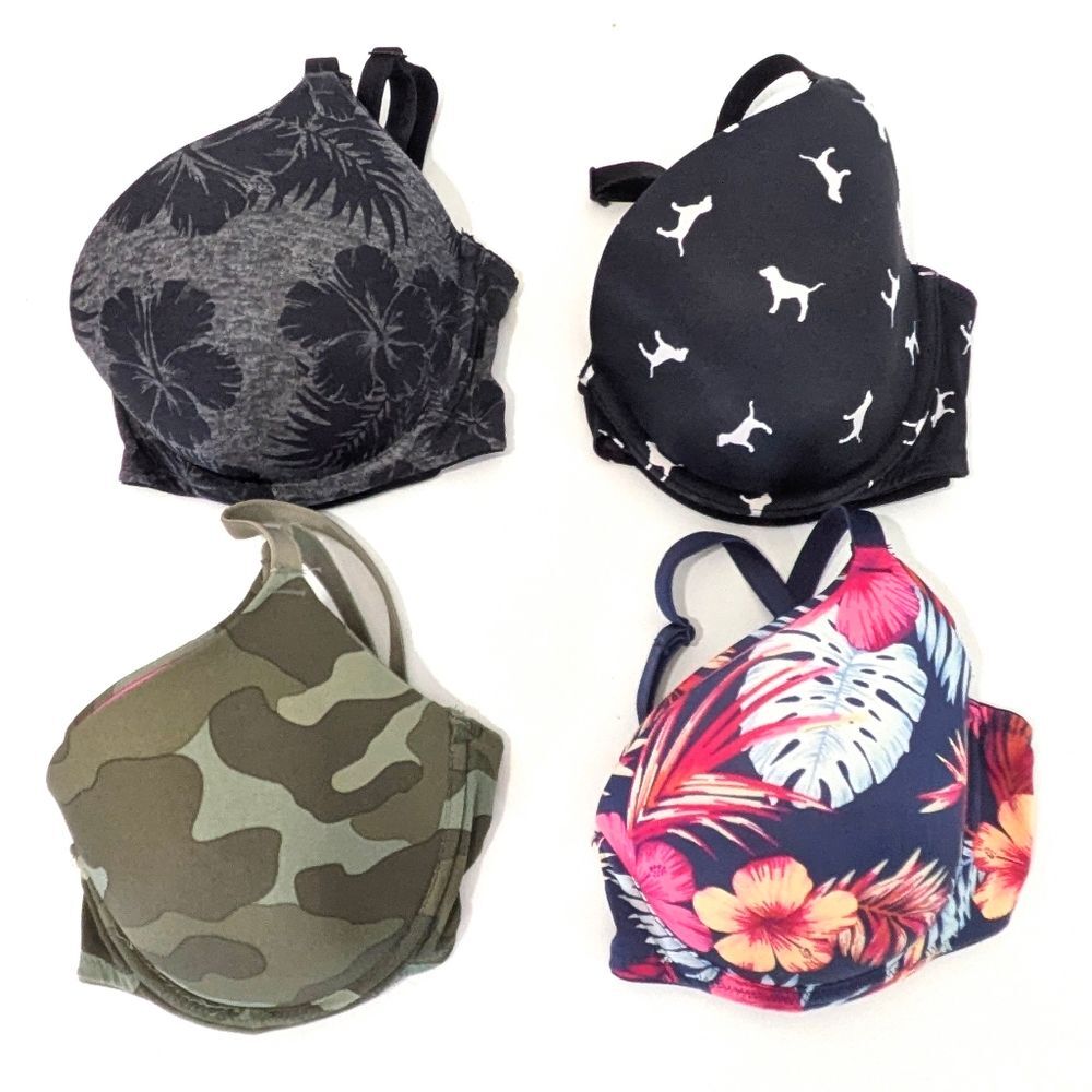 Lot of 4 PINK Victoria's Secret Bras - Size 32DD - Bundle Demi Cup